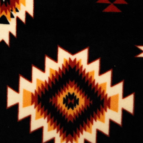 Anti Pill Fleece Print - SLIPPY - Navajo - Black