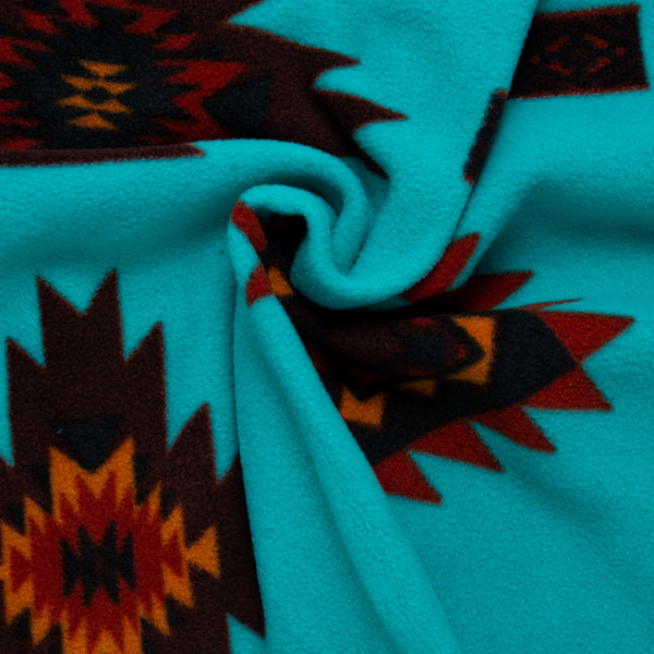 Anti Pill Fleece Print - SLIPPY - Navajo - Peacock