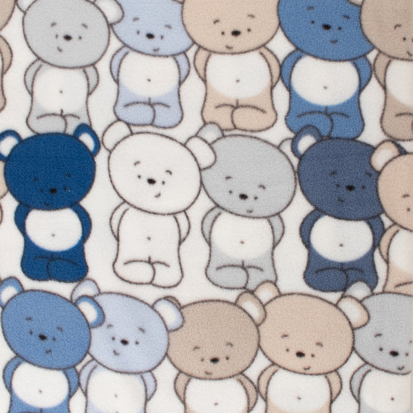 Anti-Pill Fleece Print - SLIPPY - Teddy bear - Blue