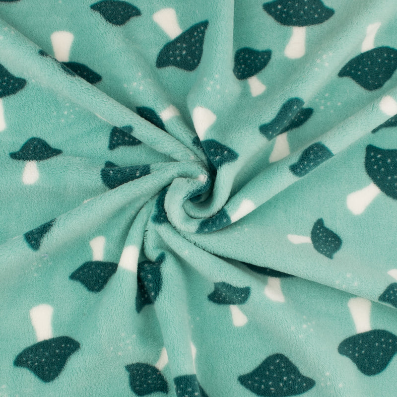 Printed Fleece - CORAL - Teal