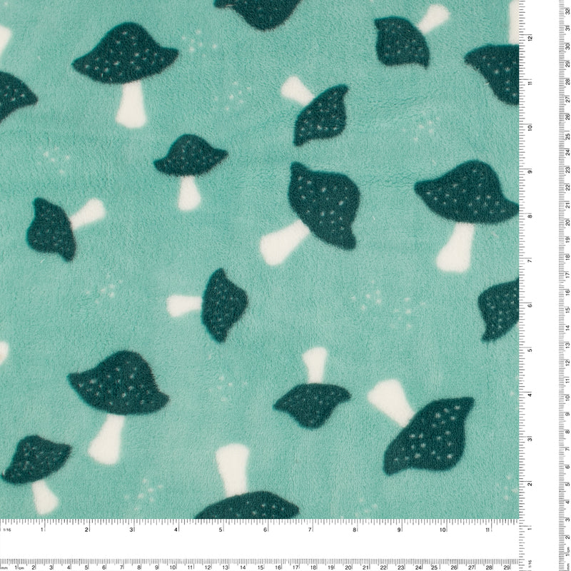 Printed Fleece - CORAL - Teal