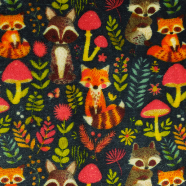 Printed Fleece - CORAL - 017 - Navy/Green