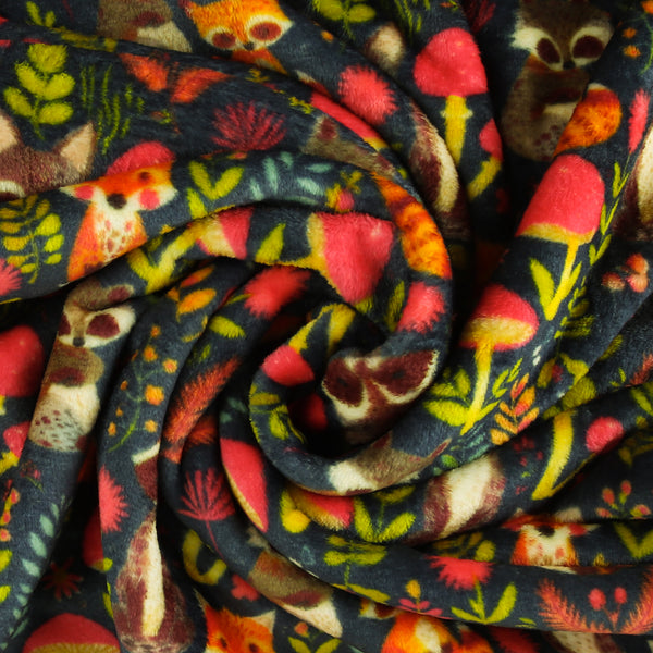 Printed Fleece - CORAL - 017 - Navy/Green