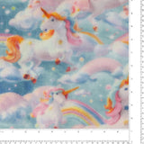 Molleton Imprimé - CORAL - 018 - Bleu/Rose