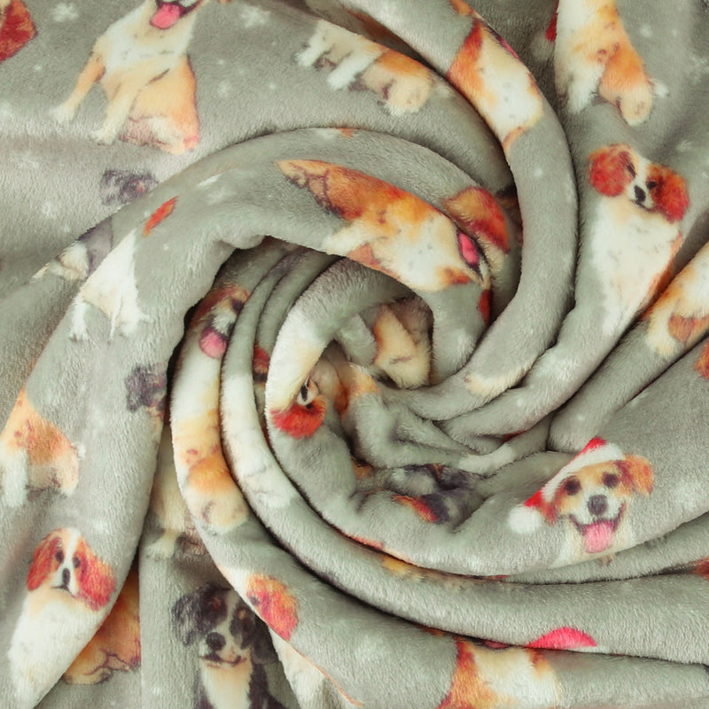 Printed Fleece - CORAL - 020 - Grey