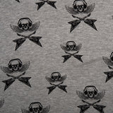 Printed Knit Bonded to Fur - Skull - Grey