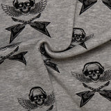 Printed Knit Bonded to Fur - Skull - Grey