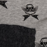 Printed Knit Bonded to Fur - Skull - Grey