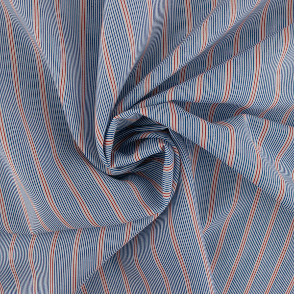 Rayon Poplin Stripe - Various Stripe - Blue / Red