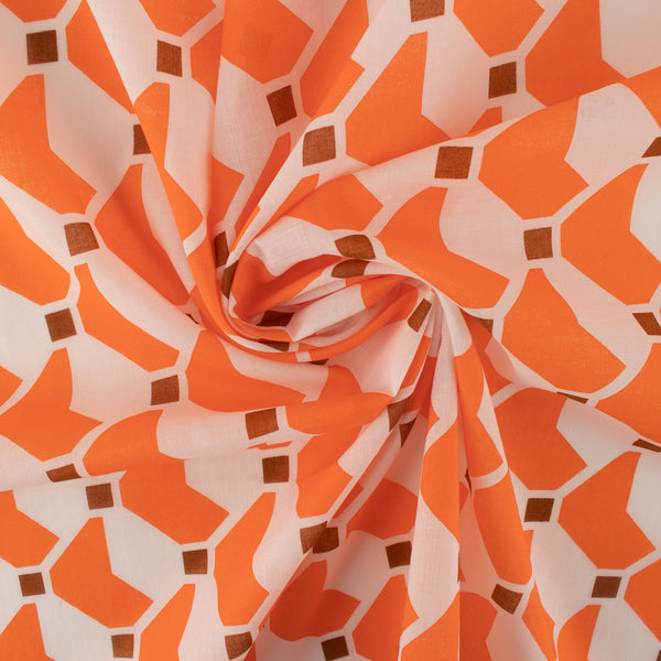 Coton et voile imprimé - KATIA - Géométrique - Orange