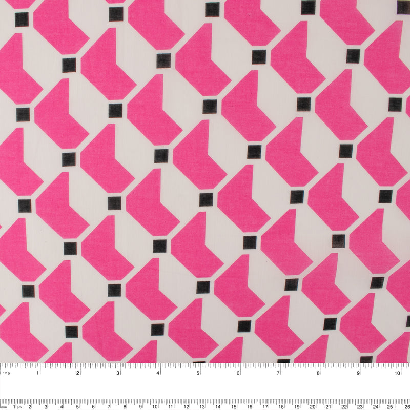 Printed Cotton Voile - KATIA - Geometric - Pink