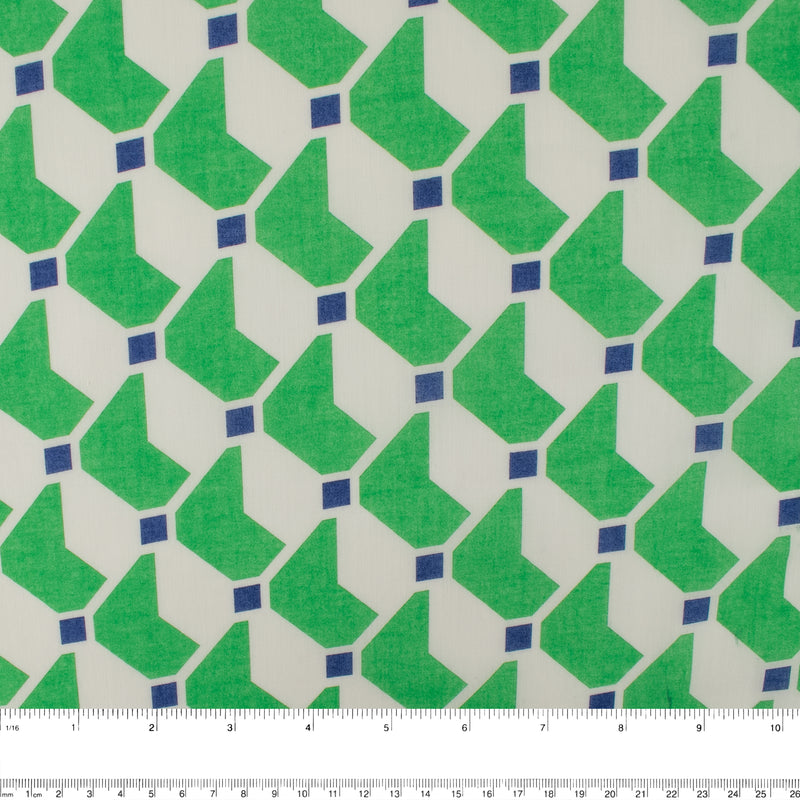 Printed Cotton Voile - KATIA - Geometric - Green