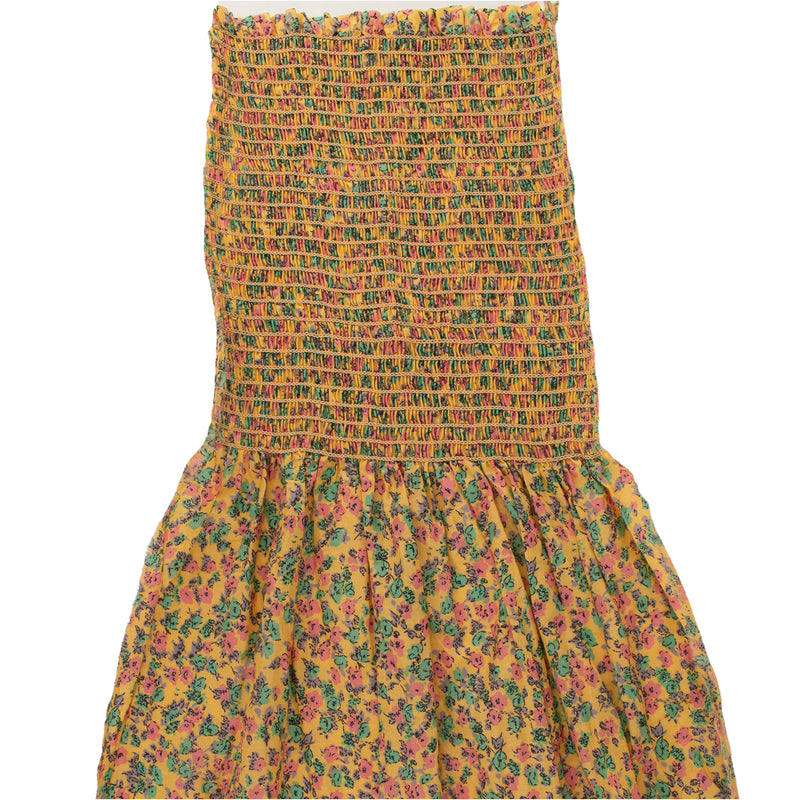 Smocked cotton voile - Roses - Yellow
