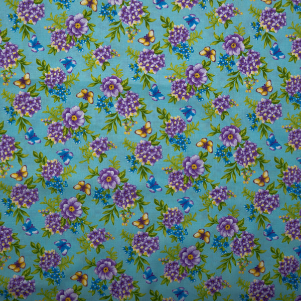 Floral Printed Cotton - ANISA - Florals - Baby blue