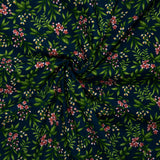 Coton imprimé floral - ANISA - Leafs - Marine