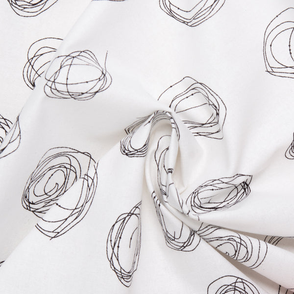 Coton imprimé noir et blanc - <INKY> - Cercles - Blanc