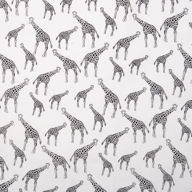 Black & white printed cotton - INKY - Giraffe - White