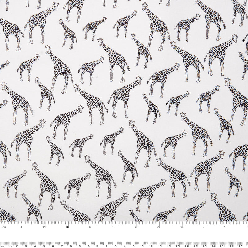 Coton imprimé noir et blanc - <INKY> - Girafe - Blanc