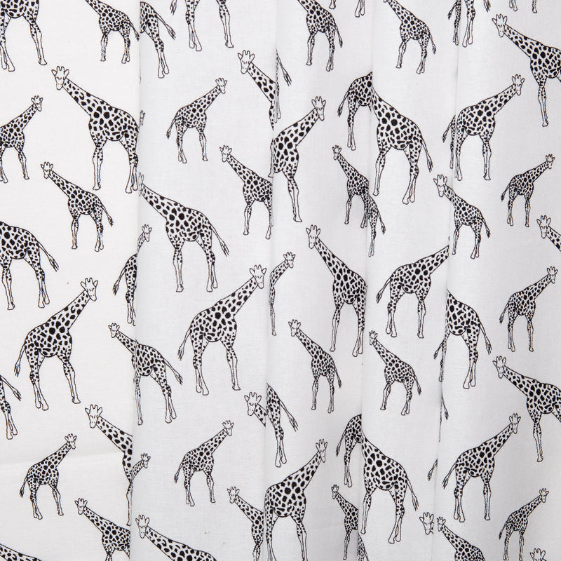 Black & white printed cotton - INKY - Giraffe - White