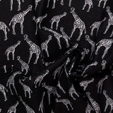 Black & white printed cotton - INKY - Giraffe - Black