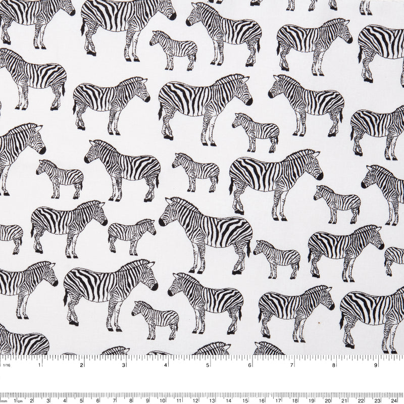 Black & white printed cotton - INKY - Zebra - White