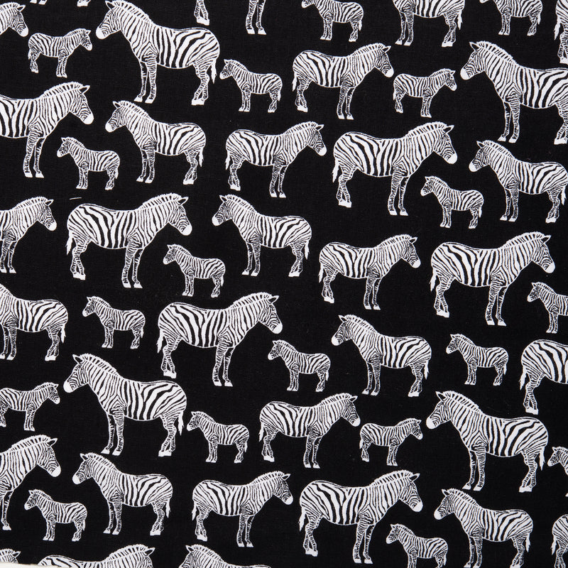 Black & white printed cotton - INKY - Zebra - Black