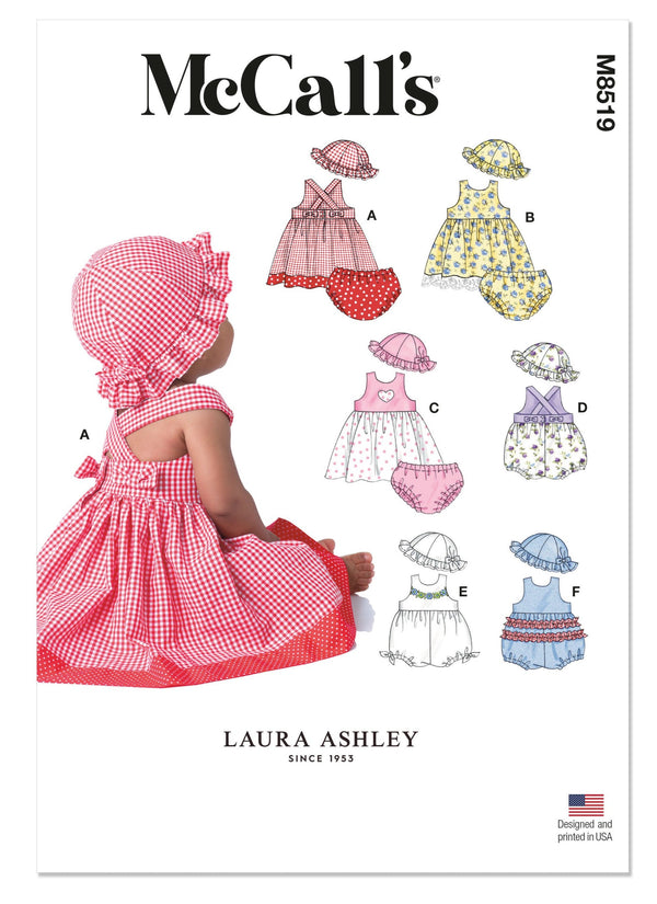 MCCALL&#039;S - M8499 Robes, Barboteuses, Culotte et Chapeau pour Bébés par Laura Ashley