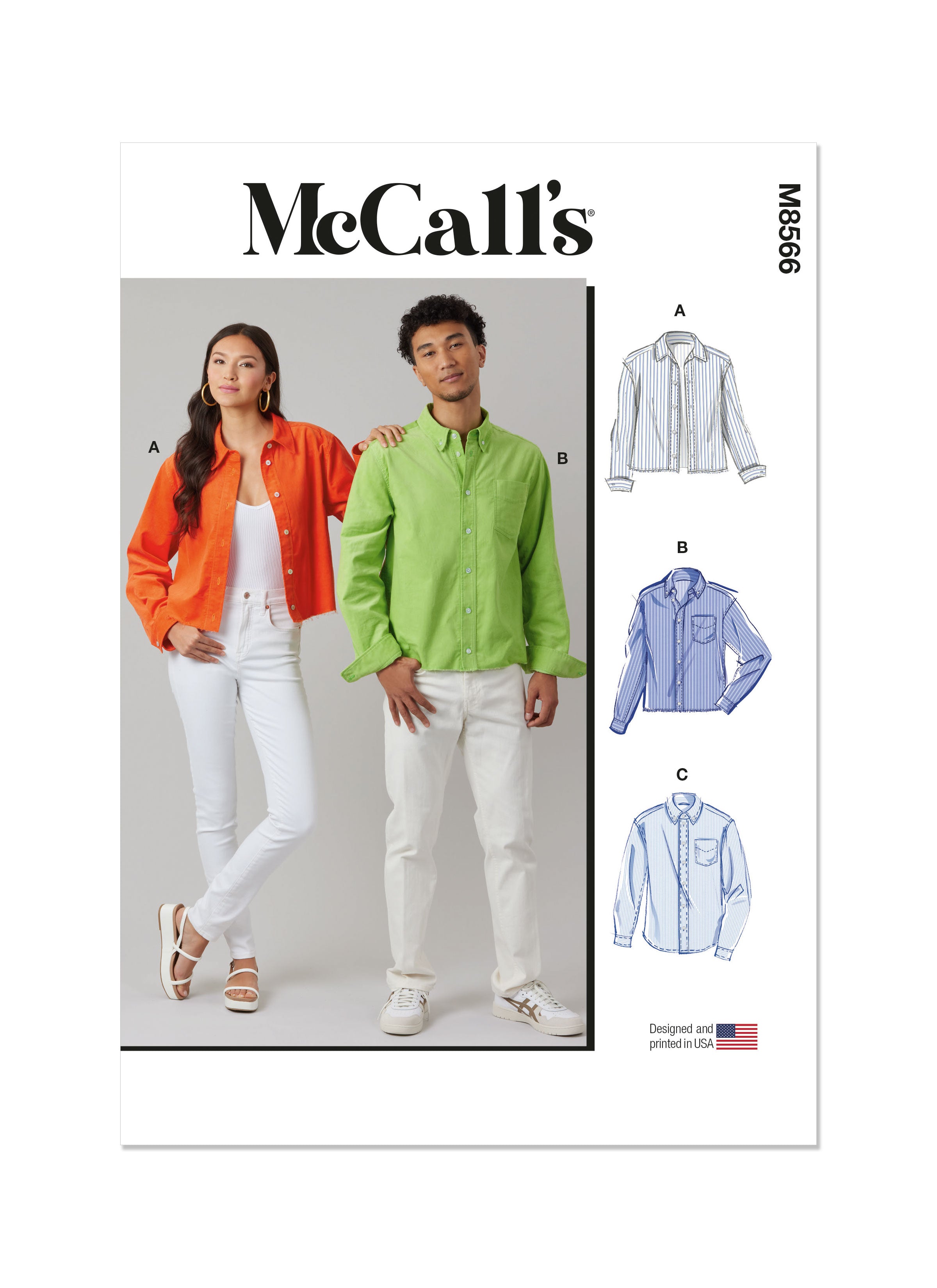 McCall's - M8566 Unisex Shirt in Three Lengths – Fabricville