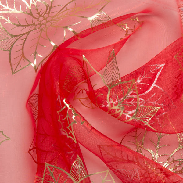 Holiday Organza Foil - Poinsettia - Red