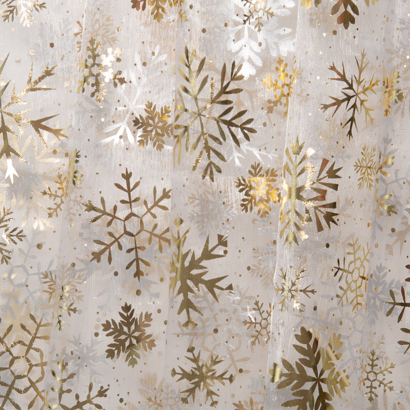 Holiday Organza Foil - Snowflake - White / Gold