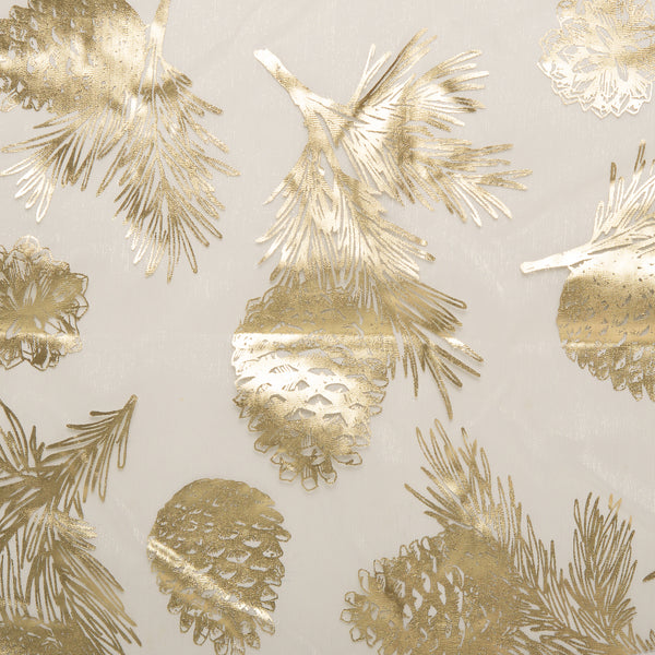Holiday Organza Foil - Pine cone - White / Gold
