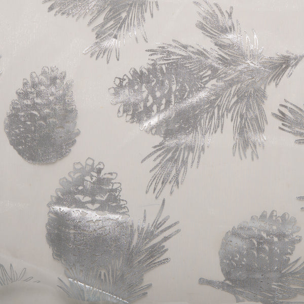 Holiday Organza Foil - Pine cone - White / Silver