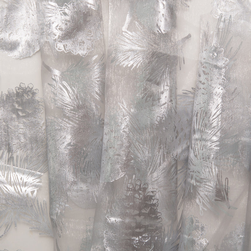 Holiday Organza Foil - Pine cone - White / Silver