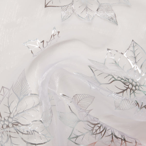 Holiday Organza Foil - Poinsettia - White / Silver