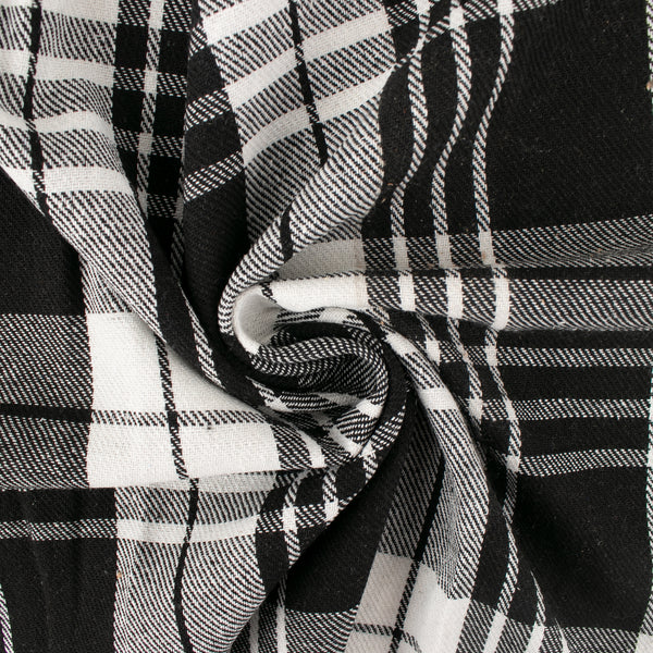 Tissu à carreaux pour veste - &lt;LUMBERJACK&gt; - Pied de poule - Noir / Blanc