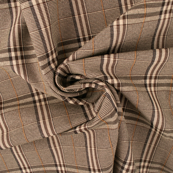 Tissu pour costume - LEIGHTON - Carreaux - Brun