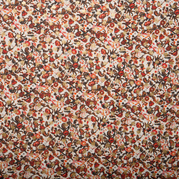 Printed polyester - MARCELINE - Florals - rust