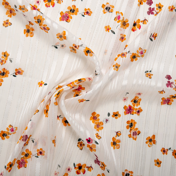 Printed polyester - MARCELINE - Daisy - White