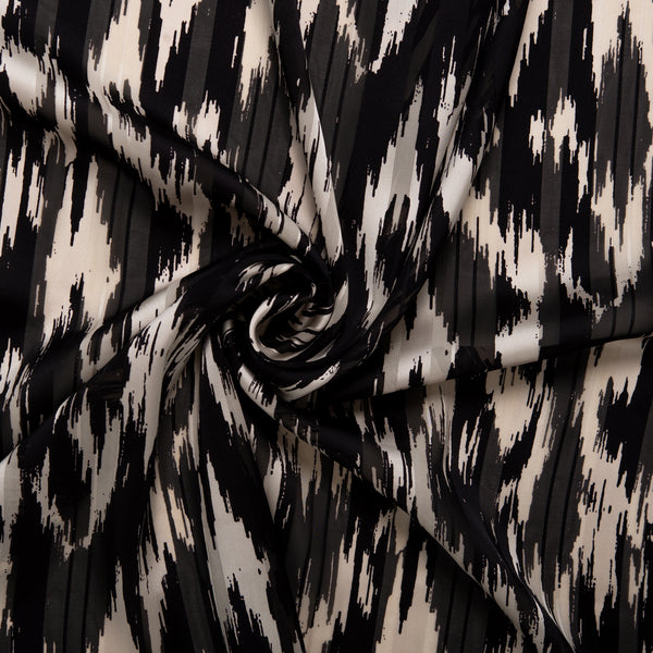 Printed polyester - MARCELINE - Abstract - Black