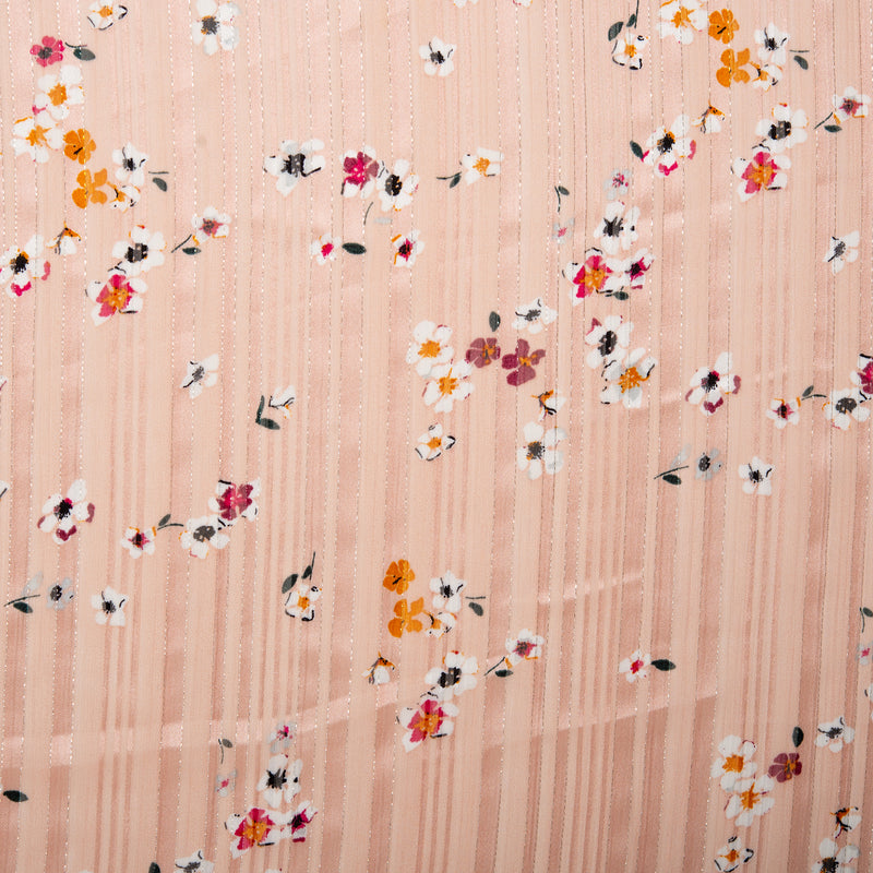 Printed polyester - MARCELINE - Daisy - Peach