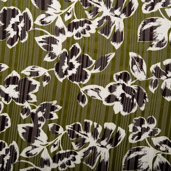 Printed polyester - MARCELINE - Tropical leafs - Sage