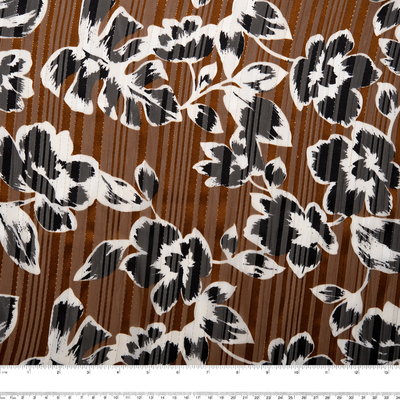 Printed polyester - MARCELINE - Tropical leafs - Cinnamin
