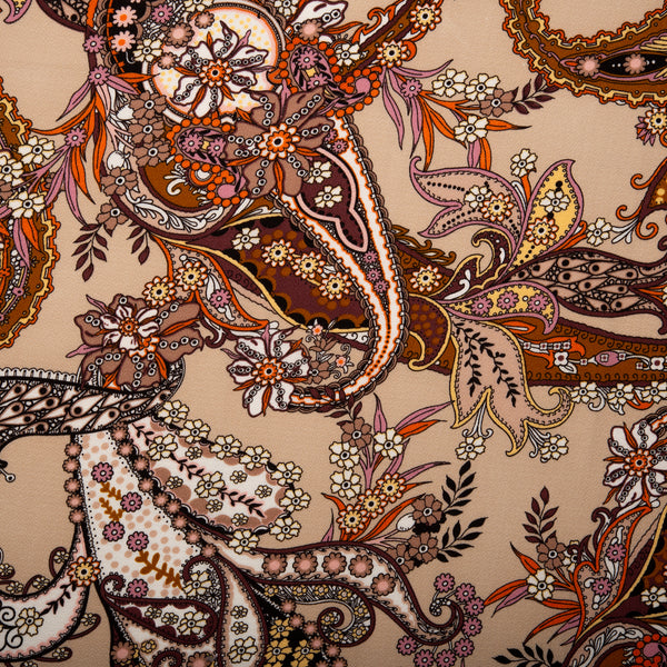 Printed polyester - MARCELINE - Paisley - Beige