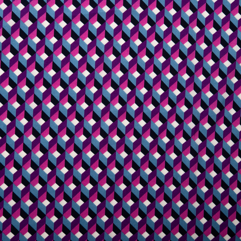 Printed satin - VICTORIA - Cubes - Purple