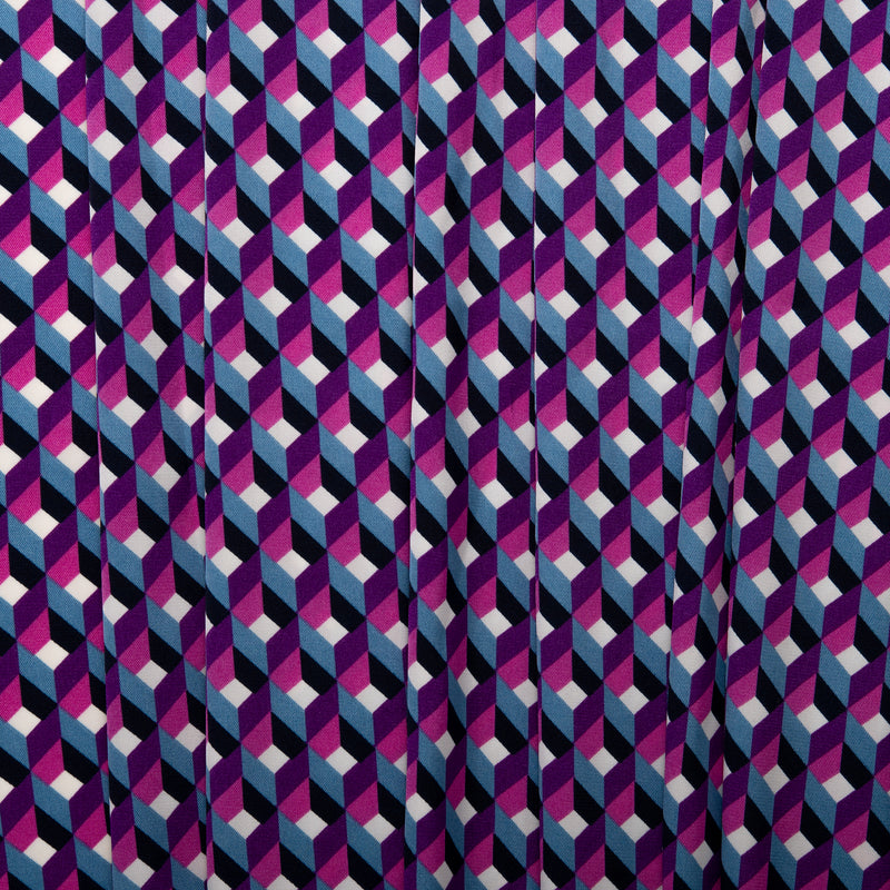 Printed satin - VICTORIA - Cubes - Purple
