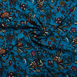 Printed Viscose - FLORA - Carnations - Blue