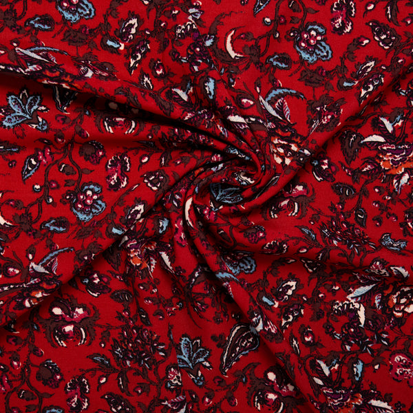 Viscose imprimé - FLORA - Šillets - Rouge