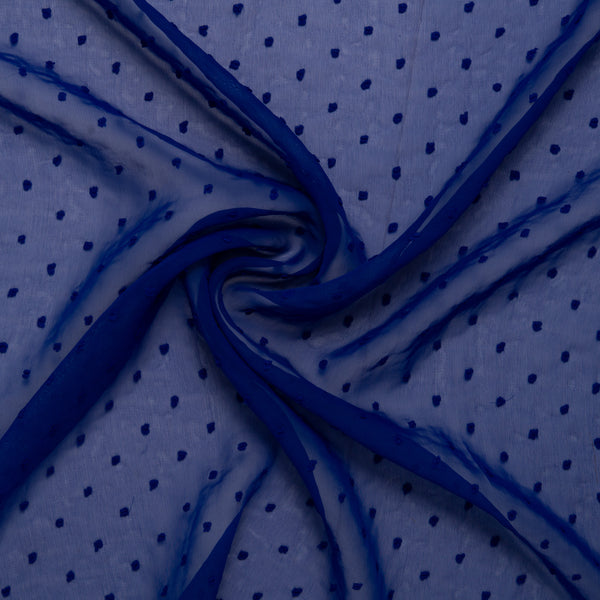 Polyester imprimé - OLIVIA - Point d&#039;esprit - Bleu royal