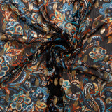 Printed polyester - OLIVIA - Paisley - Black