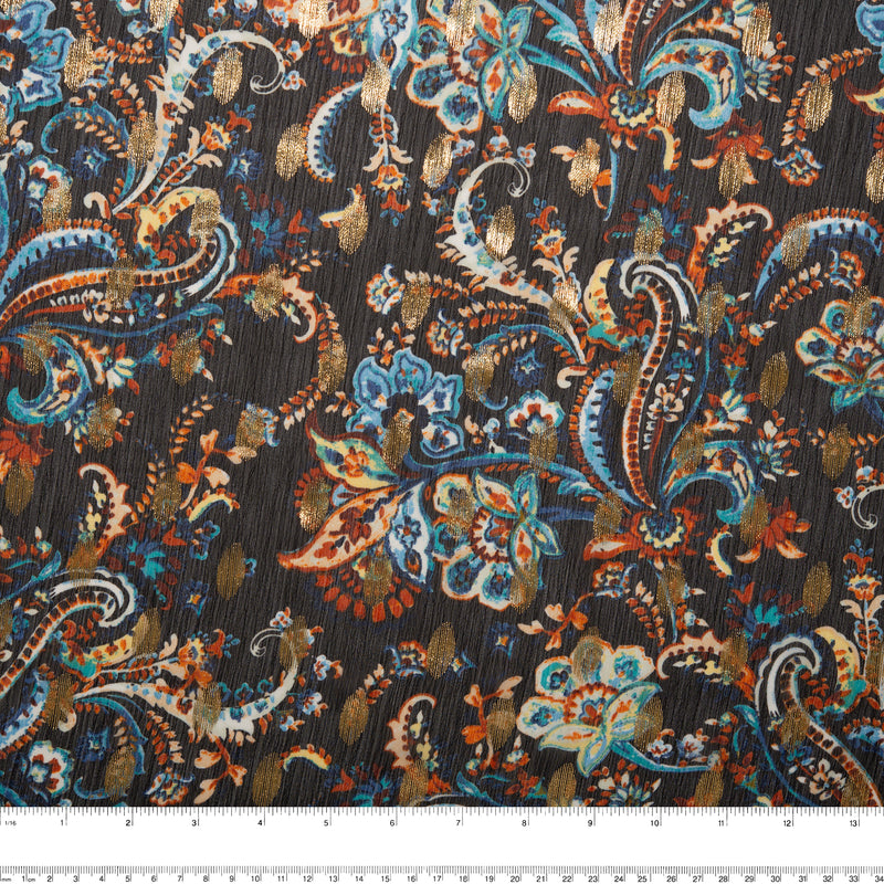 Printed polyester - OLIVIA - Paisley - Black